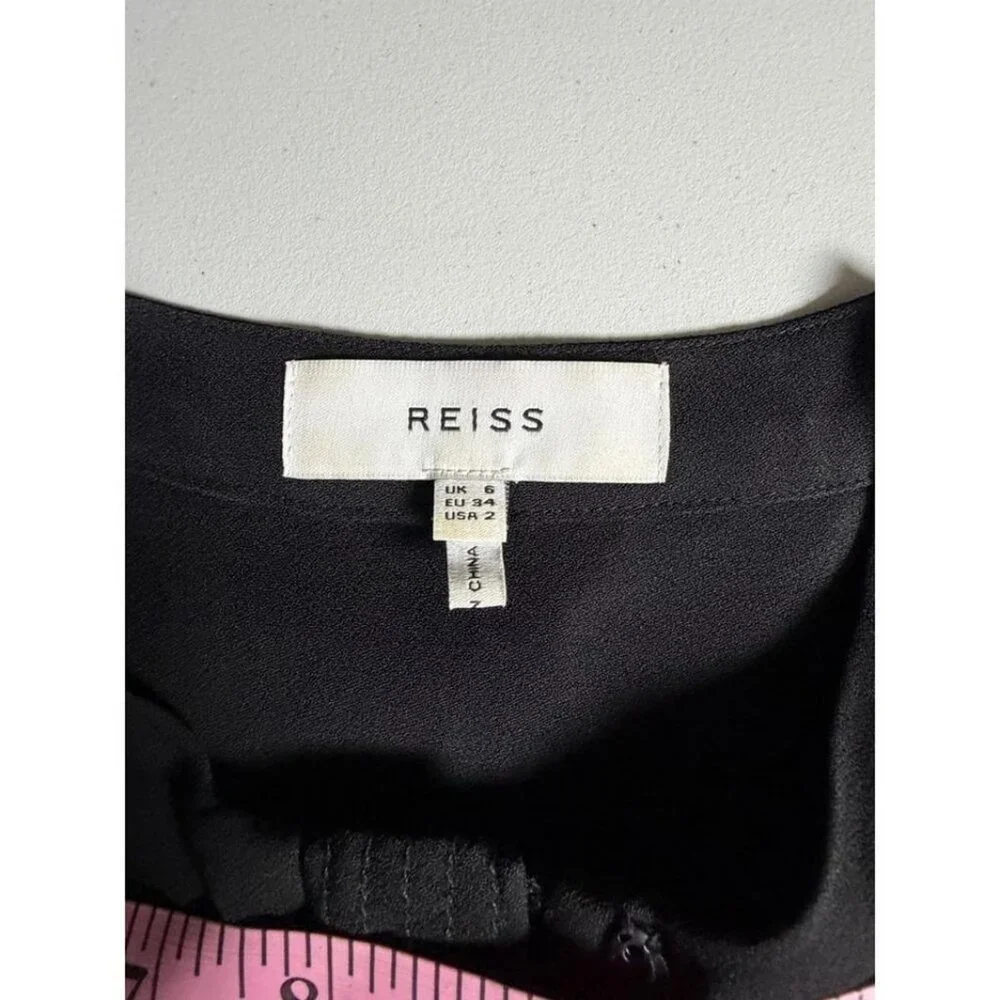 REISS Black Wide Leg Jumpsuit Belted Mock Neck Tailored Size US 2 - Picture 3 of 8